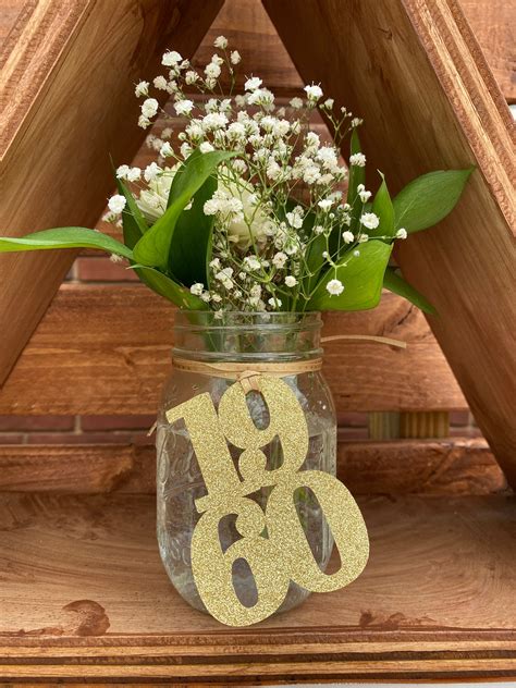 1960 Mason Jar Tags Class Reunion 1960 Class Reunion Centerpiece