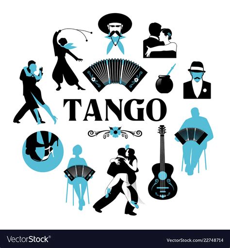 Symbolic Silhouettes Around The World Of Tango Vector Image