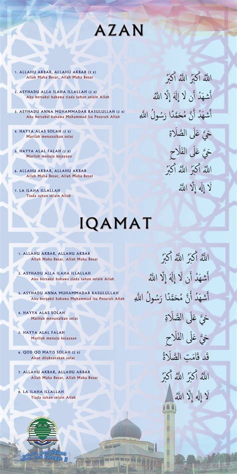 Bacaan doa selepas azan utama. Muhajier718: 2015