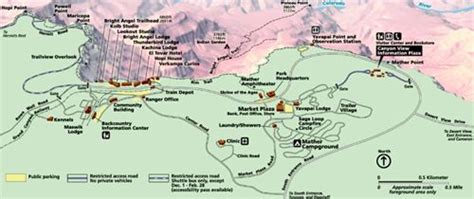 Grand Canyon National Park South Rim Village Map Courtesy Of The