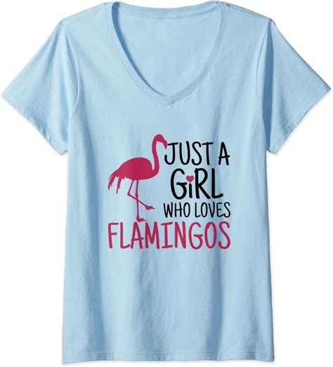 Damen Just A Girl Who Loves Flamingos Flamingo Lustig Geschenk T Shirt