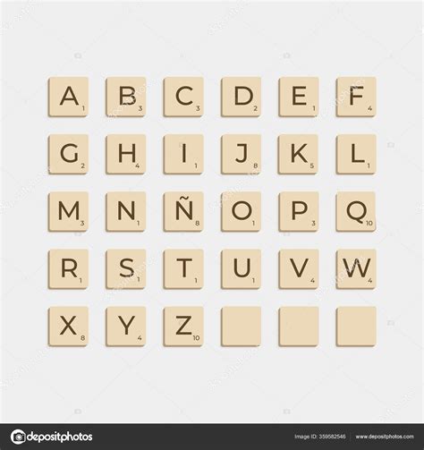 Complete Alphabet Uppercase Scrabble Letters Isolate Vector
