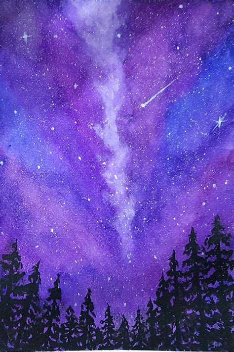 Milky Way Shooting Stars Galaxy Starry Night Galaxy Watercolour Galaxy