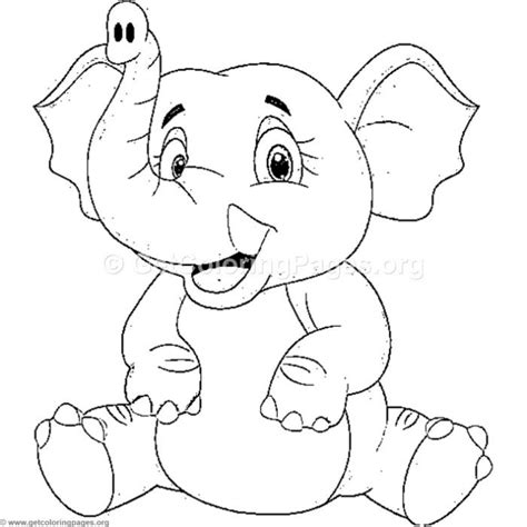 Free Download Happy Elephant Sitting Coloring Pages