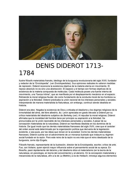Diderot Denis Diderot 1713 1784 Ilustre Filósofo Materialista