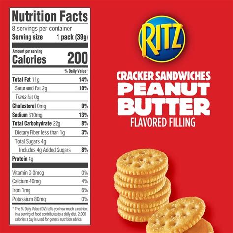 How Many Calories In Two Ritz Crackers With Peanut Butter Jllop