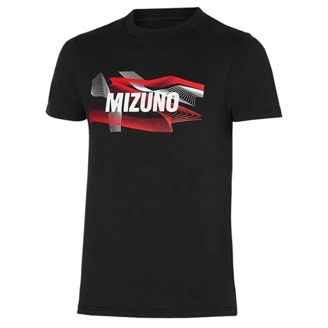Graphic Tee Black Mens Sports T Shirts Mizuno Europe