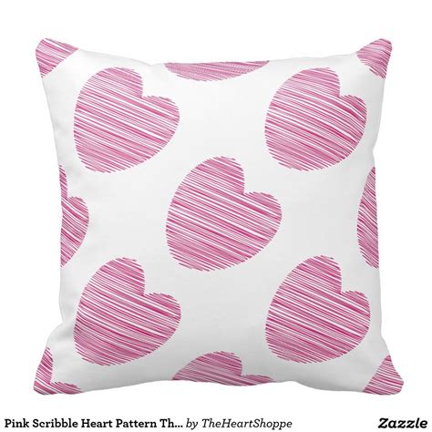 Pink Scribble Heart Pattern Throw Pillows | Patterned throw pillows, Throw pillows, Pillows