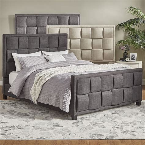 The attached ottoman provides convenient bonus seating and extra storage for pillows. Porter Linen Woven King Upholstered Bed with Footboard by ...