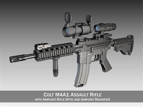 Colt M4a1 Sopmod Aimpoint 3d Model In Assault Rifles 3dexport 0ab