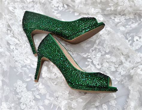 Sale Last One Swarovski Crystal Emerald Green Bridal Mid Etsy Uk