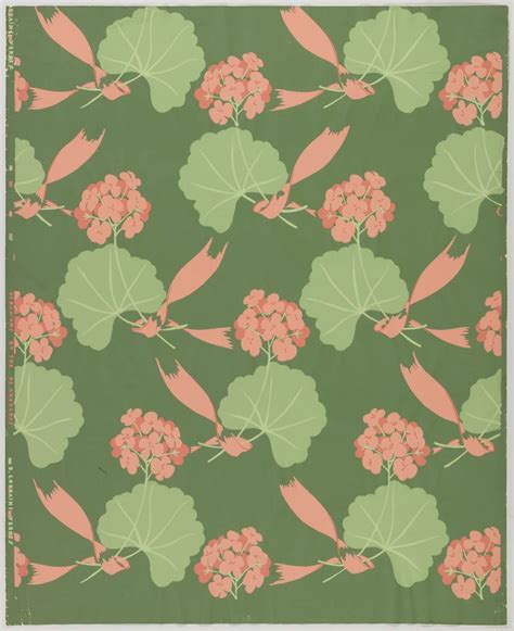 Sidewall Geraniums Usa 1938 1940 Screen Printed On Paper