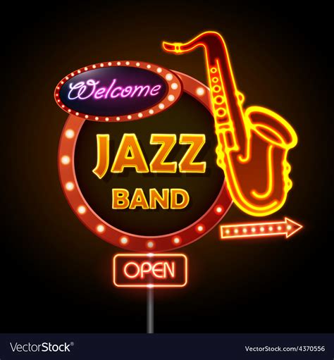 Neon Sign Jazz Band Royalty Free Vector Image Vectorstock