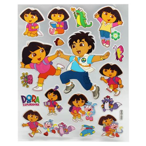 Dora The Explorer And Diego Sparkly Background 3d Raised Stickers