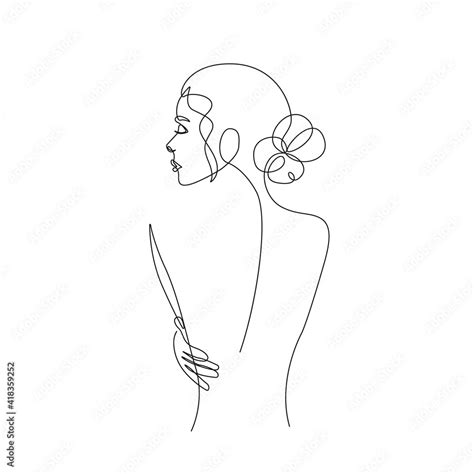 Trendy Line Art Woman Body Minimalistic Black Lines Drawing Female