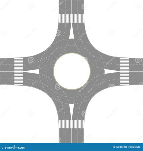 Roundabout Road Junction Over White Background Stock Vector
