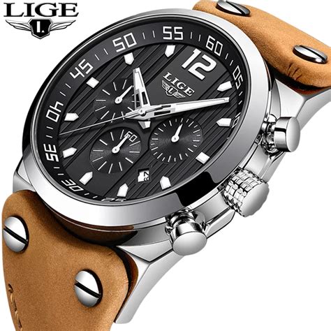 lige men watches military army brand luxury sports casual waterproof watch male leather quartz