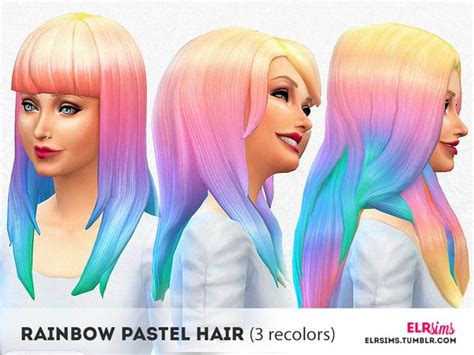 Elrsims Elr Sims Rainbow Pastel Hair 3 Non Default Recolors C