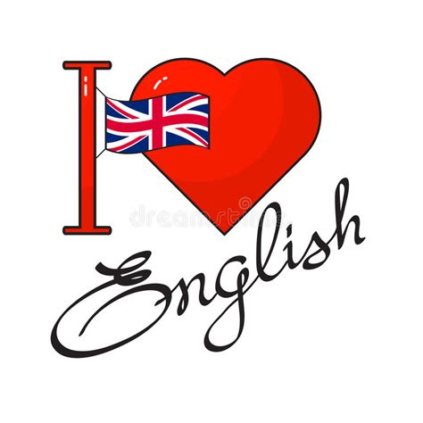 Concetto Di Lingua Inglese Bandiera Cuore E Parola Scritta A Mano