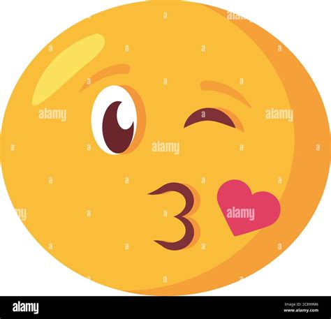 Kissing Emoji Face Classic Flat Style Icon Vector Illustration Design