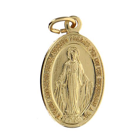 miraculous medal in gold anodized aluminum 22x15 mm online sales on
