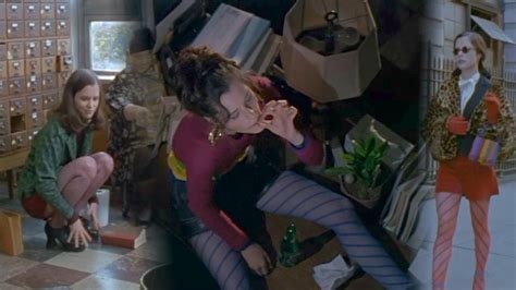 Parker Posey Wearing Pantyhose Different Colors And Patterns From The 1995 Movie Party Girl
