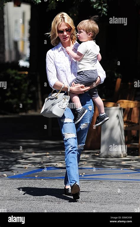 January Jones Takes Son Xander To Lunch At Houstons Restaurant Little Xander Is Spotted With A