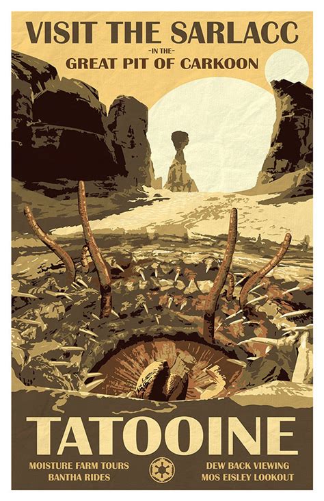 Star Wars Tatooine Travel Poster Visit The Sarlacc 11x17 Etsy Star