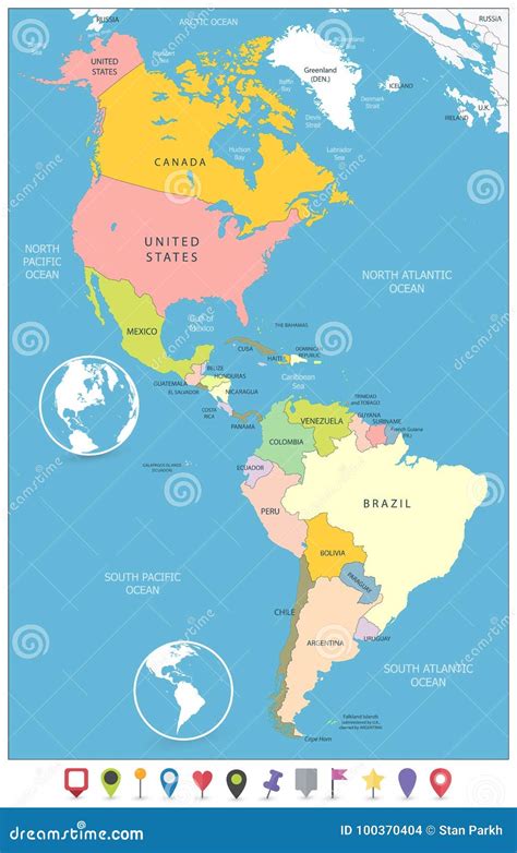 Political Map Of North And South America Map