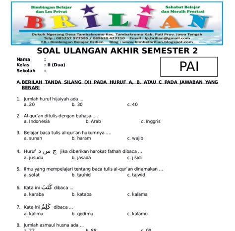 Materi Bahasa Arab Kelas 8 Semester 2 Homecare24
