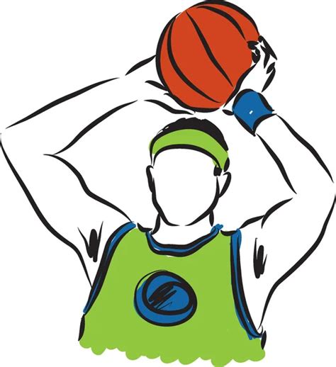 Basketball Player Modern Style Vector Illustration Sport Man Simple