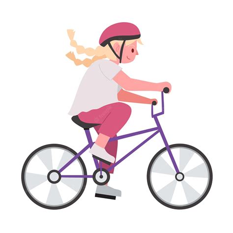 premium vector girl riding bike cartoon vector