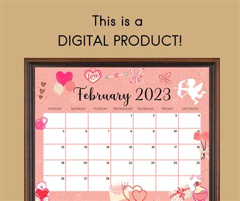 Editable February 2023 Calendar Sweet Valentine 2023 Planner Etsy Denmark