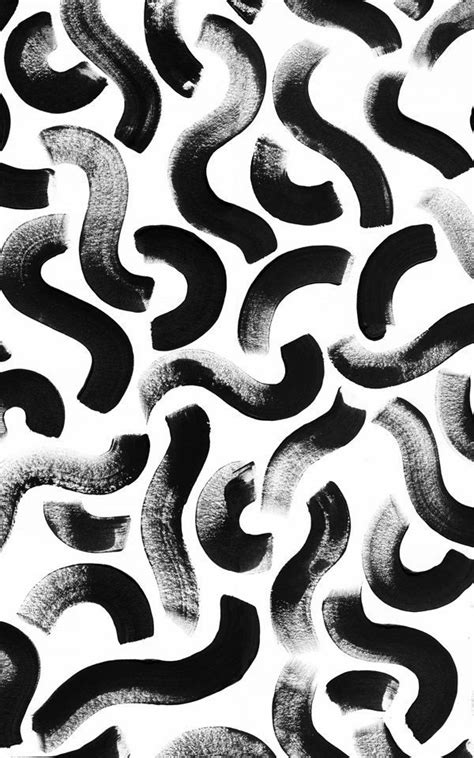An Abstract Black And White Painting With Wavy Lines