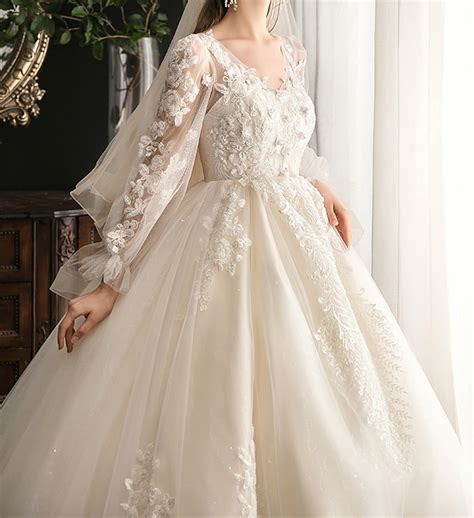 White Lace Applique Bridal Wedding Dress Elegant Beading Etsy