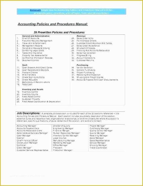 Accounting Manual Template Free Download Of Policy And Procedure