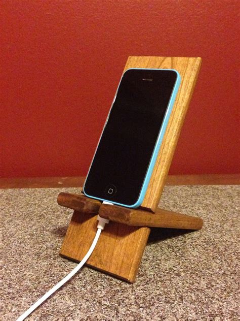 Charging Station Wood Stained Iphone Or Android Simple Smart Phone