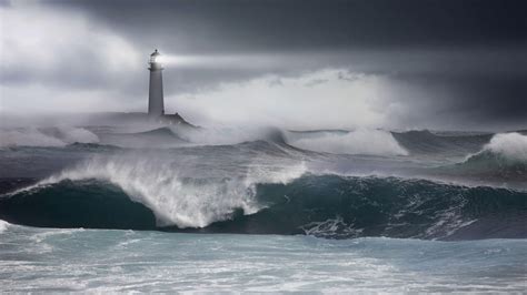Lighthouse In The Storm For Desktop Wide Screen Wallpaper High