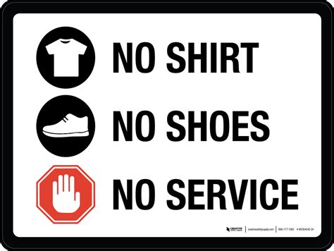 No Shirt No Shoes No Service Landscape Wall Sign