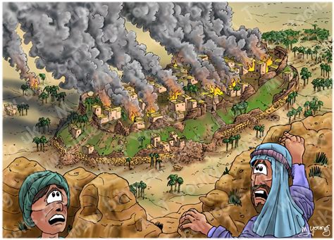 Bible Cartoons Joshua 06 Fall Of Jericho Scene 06 Jericho Burnt