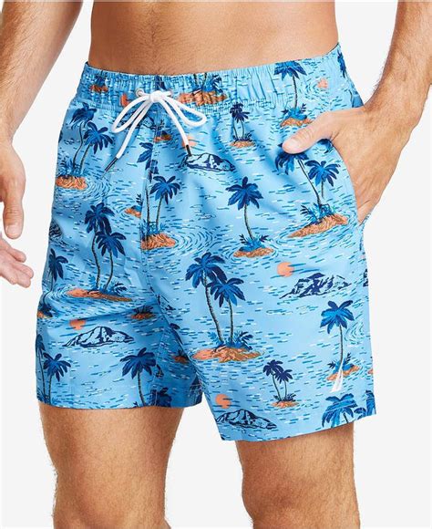 Nautica Mens Hawaiian Island Printed Quick Dry 8 Trunks Swimwear