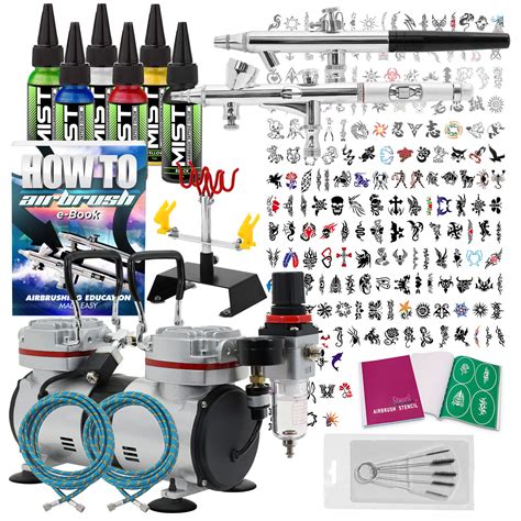 Pointzero Complete Temporary Tattoo Airbrush Set 2 Airbrushes With