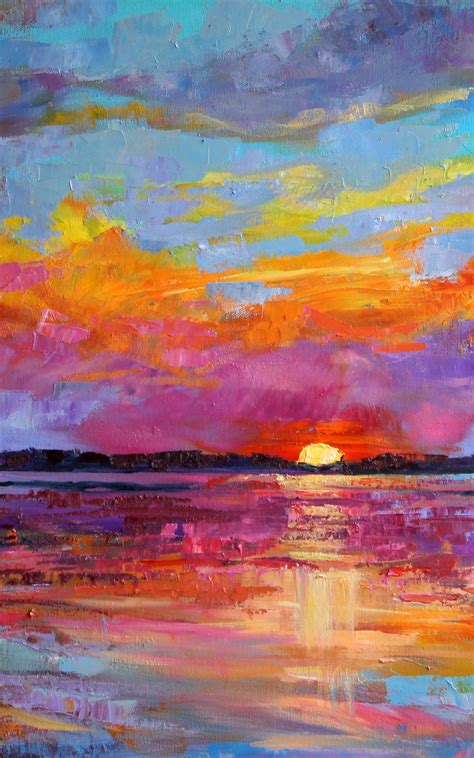 Colorful Sky Palette Knife Set Of 3 Abstract Oil Painting Etsy