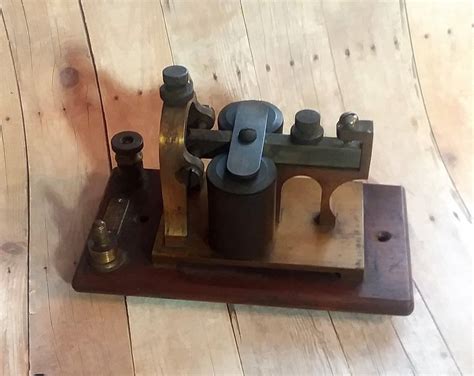 Rare Antique Telegraphy Equipment Brass And Wood Telegraph Etsy Rare