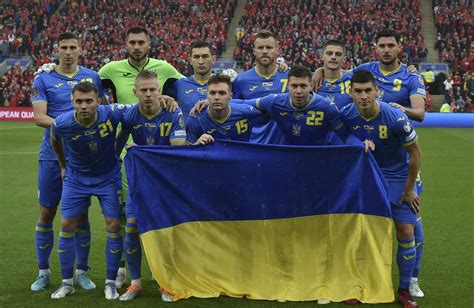 Ukraine Soccer Ted Flag By Soldiers Before World Cup Qualifier
