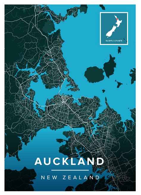 Auckland Map Poster Maps Of The World