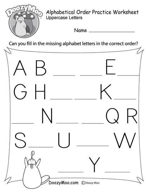 Alphabetical Order Practice Worksheet Free Printable Doozy Moo