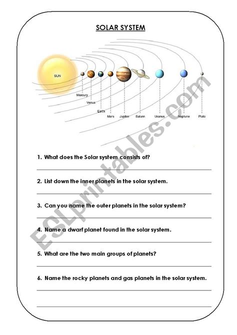 Our Solar System Worksheet