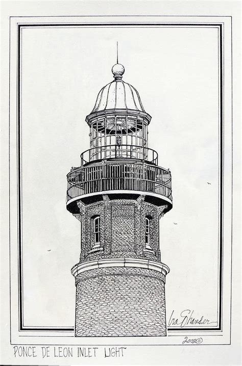Ponce De Leon Inlet Lighthouse Drawing By Ira Shander Fine Art America