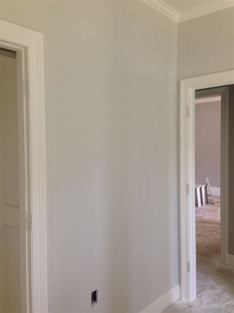 Look through decorator white trim. Walls are Benjamin Moore Classic Gray. Trim is BM White Dove. | Paint colors for home, Classic ...